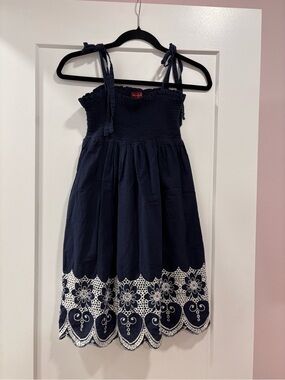 Girls Moonlight Navy Blue Cotton Sundress Size M Smocked Boho Dress
